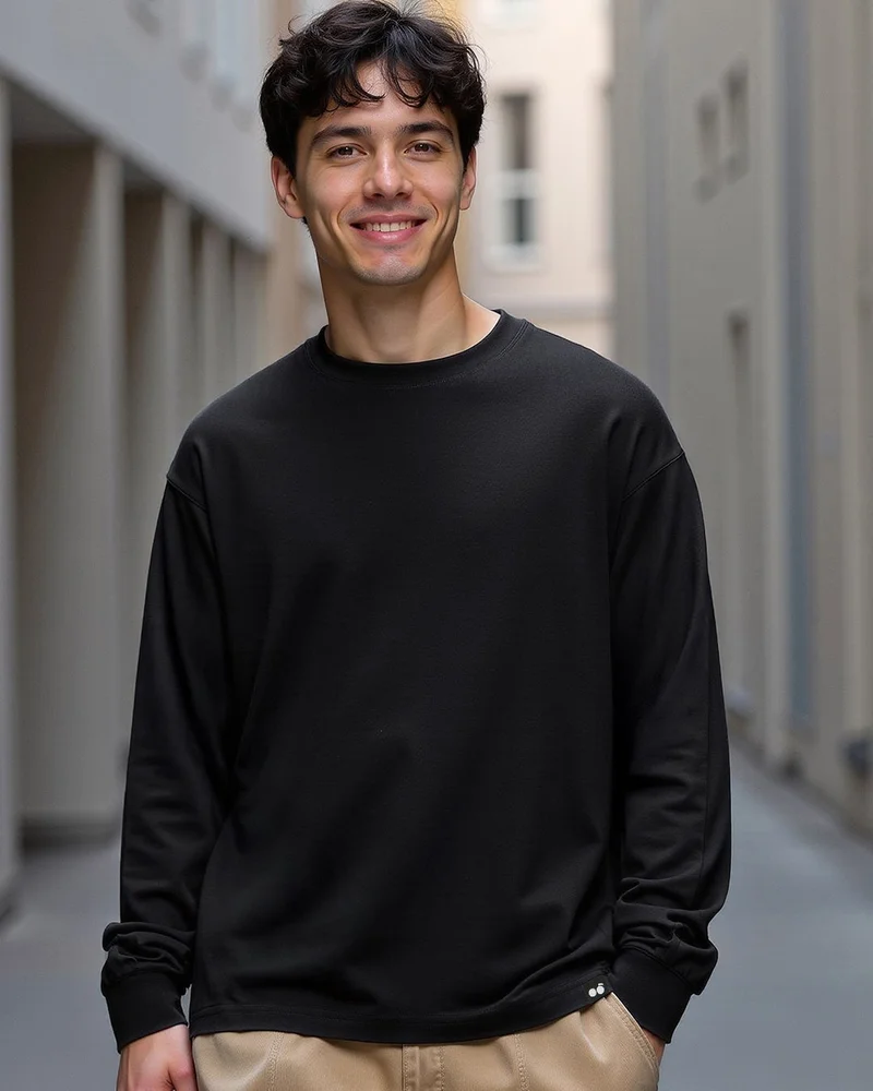 bewakoof Men's Black Oversized T-shirt